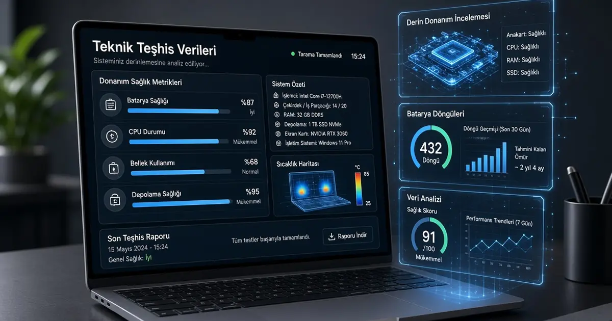 İkinci el laptop alırken dikkat edilmesi gereken donanım testleri, batarya sağlığı ve performans kontrol aşamaları